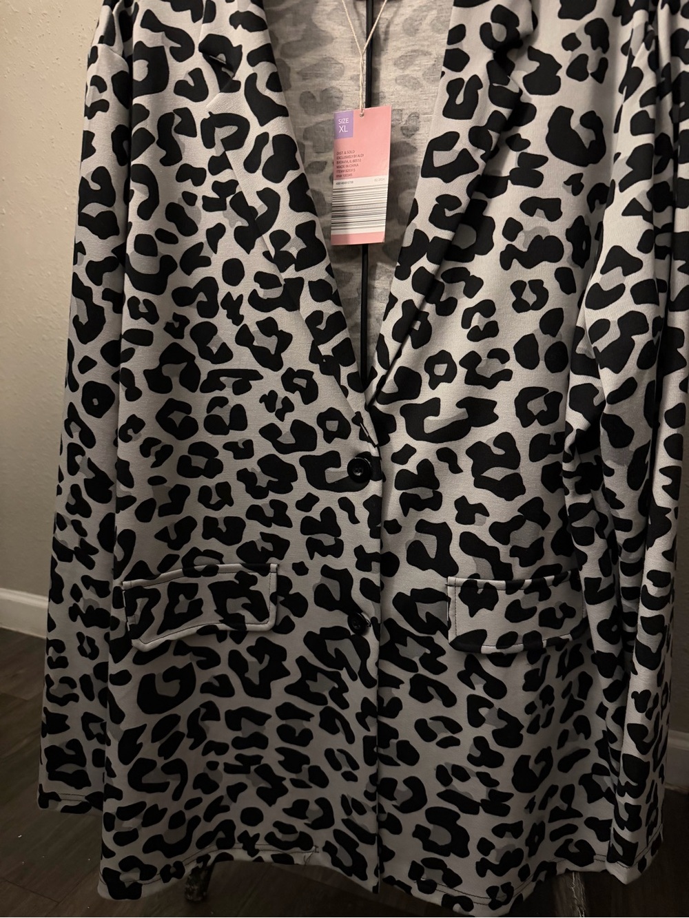 Serra Black and Gray Leopard Print Blazer